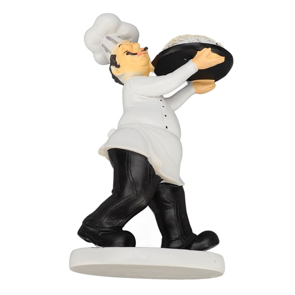 Riousery 9.06 Inches / 23 cm French Chef Figurine Resin 3D Cartoon Cooking Crafts Statue Ornament for Kitchen Dining Table Home Decor