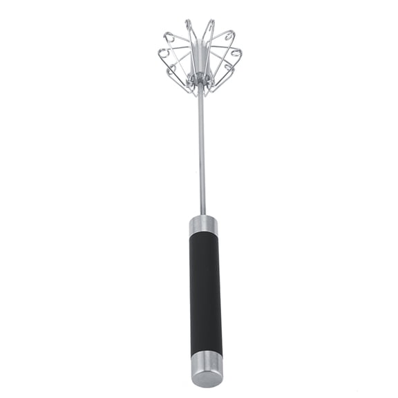 Riousery 9.45 inches / 24 cm Stainless Steel Manual Rotatable Whisk Egg Beater with Ergonomic Plastic Handle, Anti-Rust Baking Tool, Black