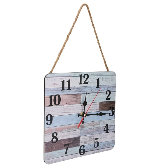 Riousery 9.8 Inch Square Wood Wall Clock Industrial Style Silent Quartz Movement MDF Decorative Timepiece with Large Arabic Numerals Display for Living Room Bedroom Office