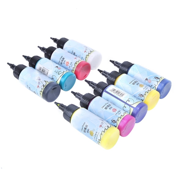 Riousery 9 Colors Glass Painting Acrylic Paint Set DIY Art Drawing Supplies Premium Pigment for Ceramic and Glassware 3.53 oz / 100 g
