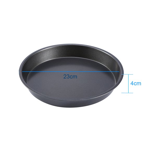 Riousery 9 Inch Carbon Steel Nonstick Round Pizza Pan, Microwave Oven Safe Baking Dish Pie Tray for Kitchen, Black, 9.1 inches / 23 cm