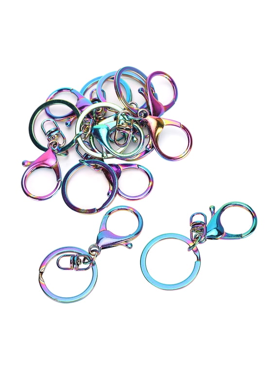 9 Pieces Colorful Iron Keyring Key Chain Clips, Household DIY Bag Purse Jewelry Making Supplies Accessories, Heavy Duty Lobster Clasps For Arts And Crafts Pendants (3.94 inches / 10 cm)