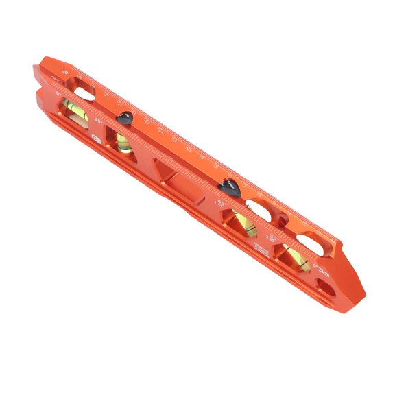 Riousery 9 inches / 23 cm Orange Bubble Level Ruler 4 Angles 0/30/45/90 Degree Spirit Level with 4 Strong Magnets V Slot Accurate Measuring Tool