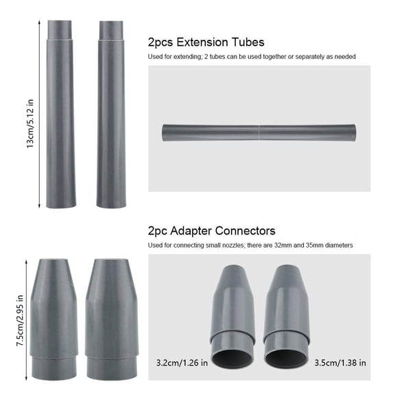 Riousery 9pcs Vacuum Cleaner Attachment Accessories Nozzles Head Brushes Tubes Connectors 1.25 inches / 32mm and 1.38 inches / 35mm Universal Replacement Cleaning Kit