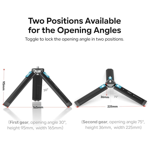 Riousery AM11 Desktop Mini Travel Tripod Stand Metal Phone Tripod with 1/4 Inch Screw 2-Level Adjustable Height for Gimbal Stabilizer Selfie Stick DSLR Camera