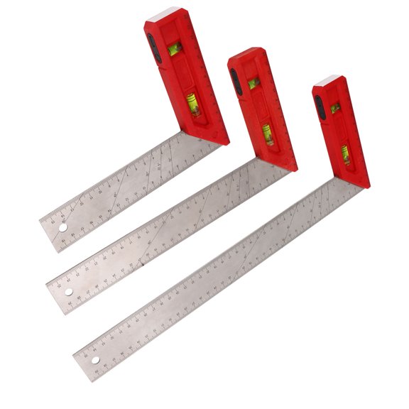 Riousery Accurate Woodworking Square Carpenter Professional Measurement Ruler 90 45 Degree with Level Bubble Multi-Functional Stainless Steel Marking Tool 20 cm / 7.87 inches