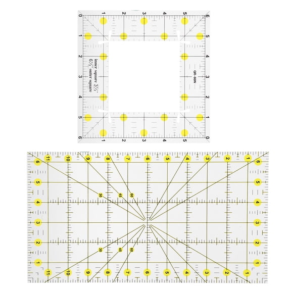 Riousery Acrylic Quilting Ruler Rectangular Sewing Drawing Measure Tools Craft Cloth Supplies 2-Piece Set 6.3x11.8in / 16x30cm and 6.5x6.5in / 16.5x16.5cm For Pattern Cutting