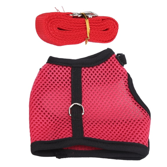 Riousery Adjustable Mesh Pet Harness with Lead for Rabbits Guinea Pigs and Ferrets, Rose Red, Size Medium M (6.3 inches / 16 cm)