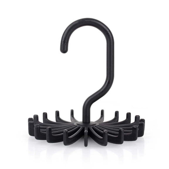 Riousery Adjustable Rotating Tie Rack Hanger With 20 Hooks Neck Belt Scarf Organizer Holder For Closet Rails No Installation Required White And Black