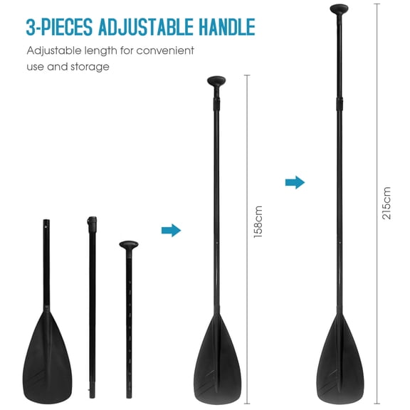 Riousery Adjustable Surfboard Paddle Aluminum Magnesium Alloy Lightweight SUP Paddle Detachable Three-Piece Kayak Oar For Recreational Water Sports And Stand Up Paddleboarding