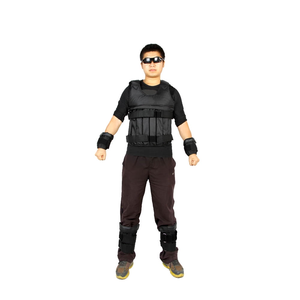 Riousery Adjustable Weighted Vest 44 lbs / 20kg Max Load Weight Jacket for Boxing Training Fitness Exercise Workout Waistcoat with 16 Empty Pouches Black