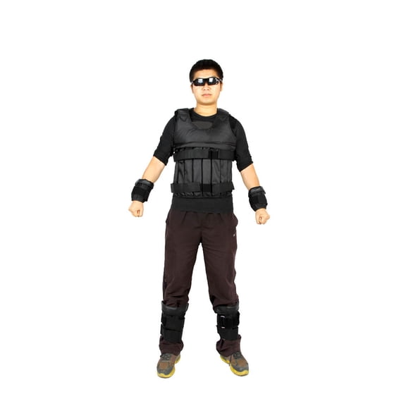 Riousery Adjustable Weighted Vest 44 lbs / 20kg Max Load Weight Jacket for Boxing Training Fitness Exercise Workout Waistcoat with 16 Empty Pouches Black