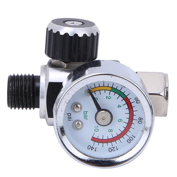 Riousery Air Pressure Regulator 0-10bar / 0-140psi Aluminum Alloy Valve 1/4in BSPP Inlet Outlet Connector Silver Precision Controller Airbrush Gauge for Pneumatic Tools and Compressors