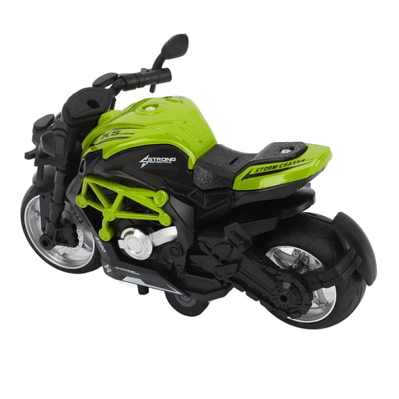 Riousery Alloy Motorcycle Model High Simulation Cool Sound Light Pull Back Vehicle Toy for Kids Green 5.7 inches / 14.5 cm