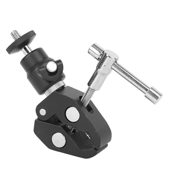 Riousery Aluminium Alloy Small Ballhead Video Camera Super Clamp Mount with 1/4 and 3/8 Inch Screws for DSLR Monitors LED Lights Flashes Tripod Heads Adjustable Max Diameter 2.2 inches / 5.5 cm