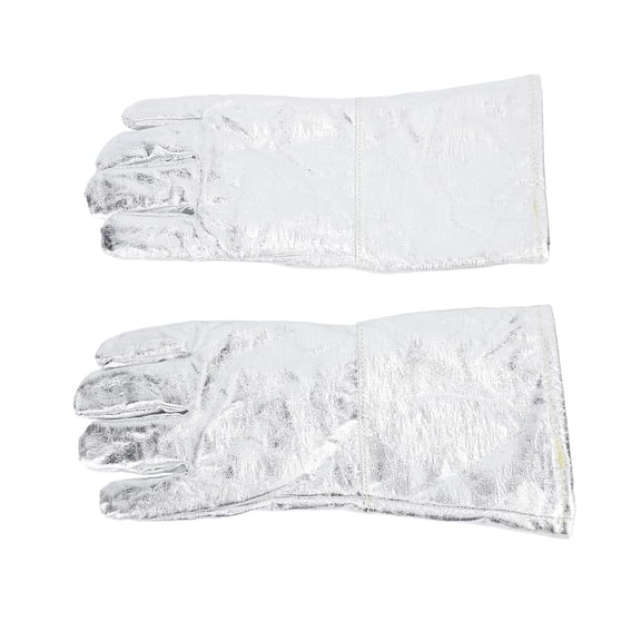 Riousery Aluminized Heat Resistant Welding Gloves Fire Proof Flame Retardant Workwear Safety Cuff Silver 1 Pair