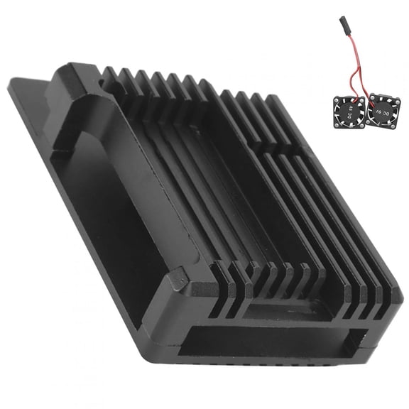 Riousery Aluminum Alloy Case Protective Box with Chassis Active Cooling Fan for Raspberry Pi 3 Model B, B+ and 2B, Premium CNC Heavy Duty Shell Enclosure Kit, Sleek Black Finish