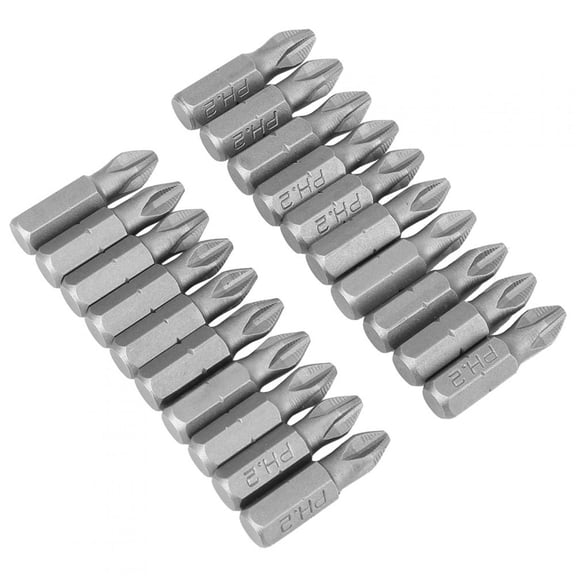 Riousery Anti-Slip S2 Steel Cross Magnetic Screwdriver Drill Bits Set PH2 x 25mm 1in Hex Shank, High Precision Impact Heavy-Duty Electric Power Tool Accessories for Non-Accurate Maintenance, 20-Piece