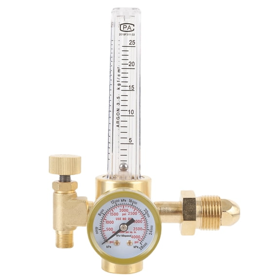 Riousery Argon Airflow Meter Regulator TIG Welding 4000PSI MIG Welder Gas Pressure Reducer Tester 5/8 Male Thread Copper 0.25 Mpa Output 25L/min Flowrate for Home Improvement 10 inches / 25.4 cm