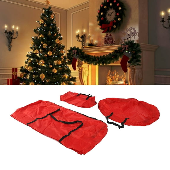 Riousery Christmas Tree Storage Bag Set for 7.5FT Artificial Tree, 3-Piece Large Capacity Waterproof Oxford Cloth Organizer, Red