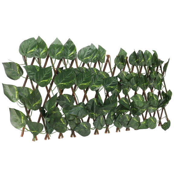 Riousery Artificial Hedges Fence Simulation Expandable Sun Protection Waterproof Topiary Hedge Plant for Garden Epipremnum Aureum Leaves Outdoor Decor Privacy Screen 78.74 x 11.02 inches