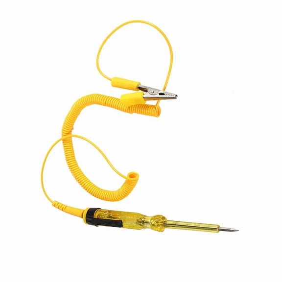 Riousery Auto Vehicle Circuit Tester Light Bulb Voltage Test Pen Pencil, DC 6V 12V 24V Diagnostic Tool with Stretchable Coil Cable & Crocodile Clip, Yellow