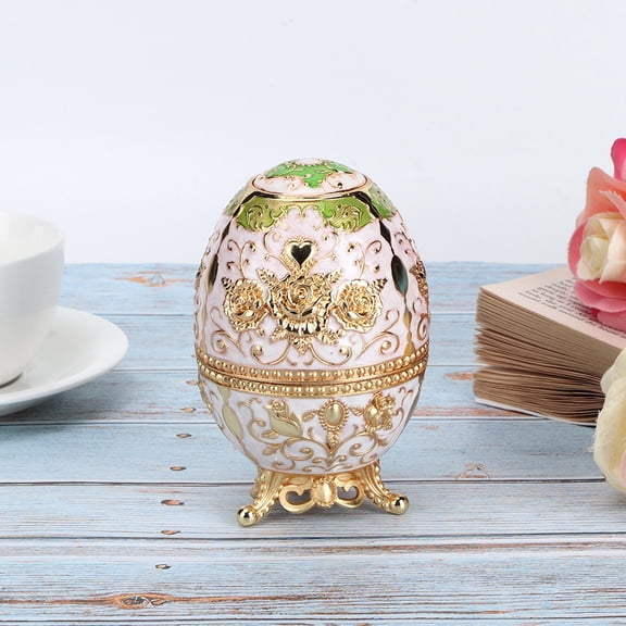 Riousery Automatic Rotating Press Toothpick Holder Box Dispenser Organizer Container Decorative 3D Carved Egg Shaped for Home Kitchen Hotel Gold