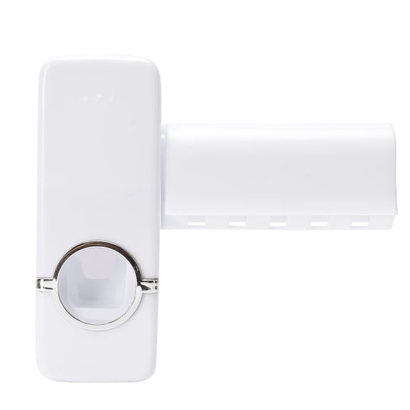Riousery Automatic Toothpaste Squeezer Dispenser Vacuum Extrusion Toothbrush Holder Rack Set for Dormitory Home Bathroom Vanity, Plastic Material, White