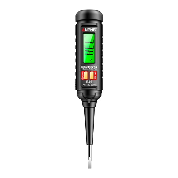 Riousery B16 Digital Voltage Detector 12V-300V Non-Contact Tester Sound Light Alarm Zero Fire Wire Recognition LED Flashlight LCD Display Black Red