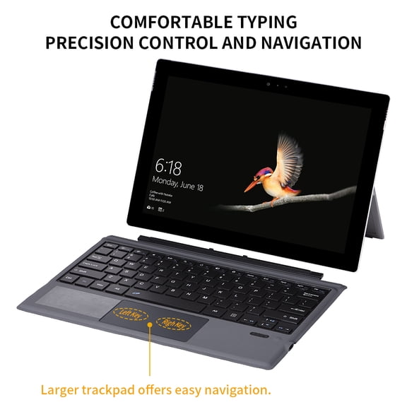 Riousery BT Wireless Keyboard 12.2 Inch / 31 cm Slim Thin Keyboard Case with Magnetic Charging for Surface Pro 3 4 5 6