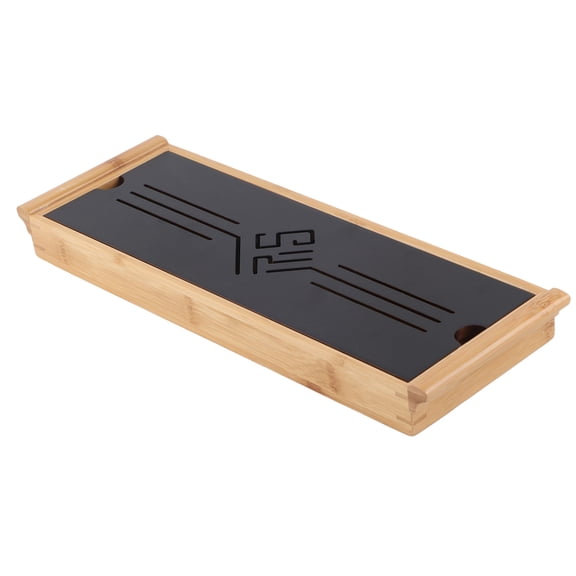 Riousery Bamboo Tea Tray Cup Plate Traditional Chinese Style Serving Tray Kung Fu Tea Accessory with Raised Rim for Water Drainage 14.96 inches / 38 cm