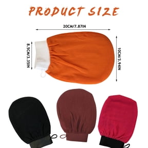 Riousery Bath Shower Body Massage Glove Washing Towel Scrubber Back Exfoliator Dead Skin Body Wash Massager Hanging Loop Scrubbing Cloth Orange 1 Count (8.00 x 5.00 Inches / 20.3 x 12.7 cm)