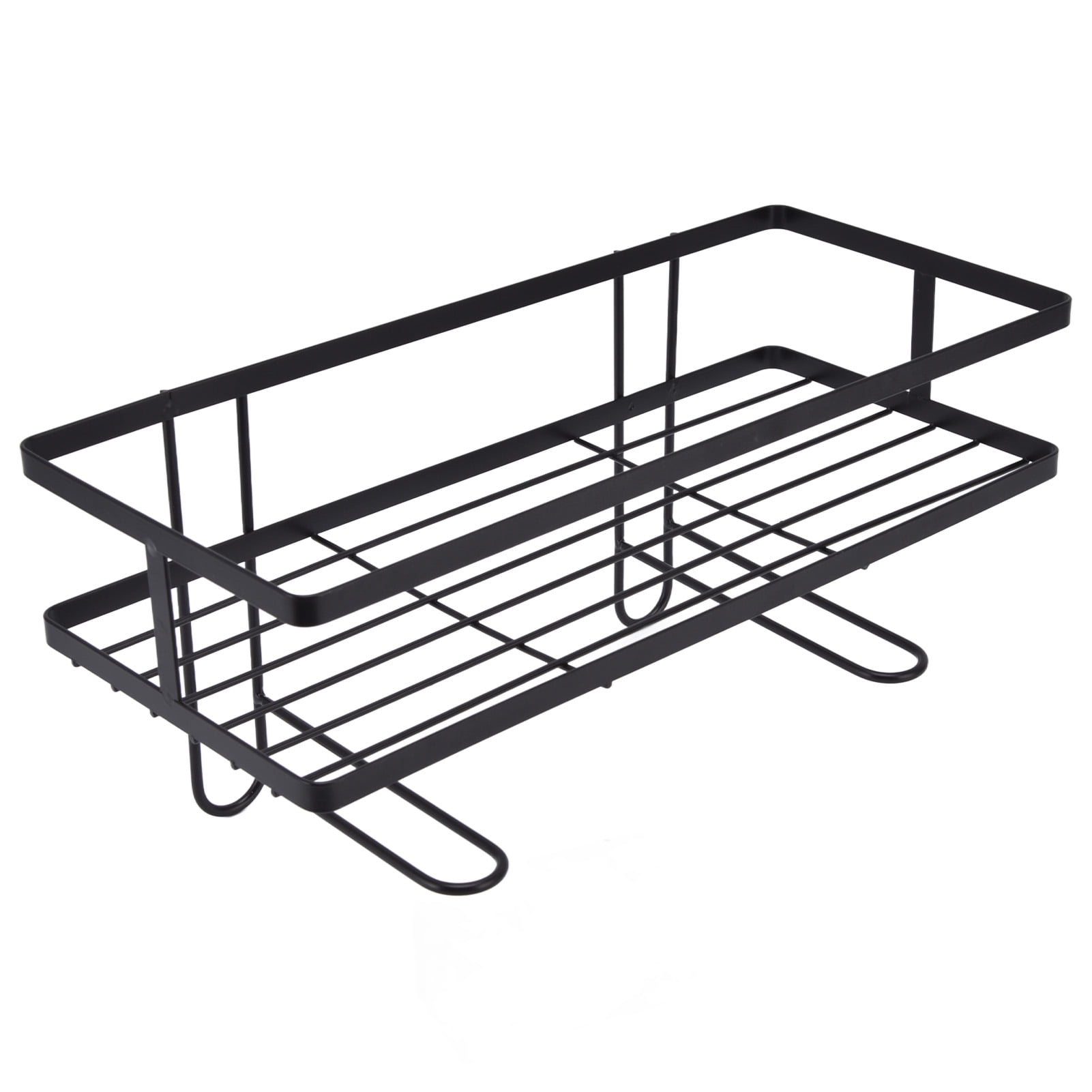 Riousery Bathroom Over The Toilet Storage Shelf Organizer, Space Saver Punch Free Iron Rack with Hooks, Black (13.4 inches / 34 cm)