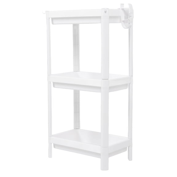 Riousery Bathroom Tower Shelf Plastic Freestanding Storage Rack Organizer Multifunctional Shelving Unit White 3 Layers / 3-Tier Standing Rack