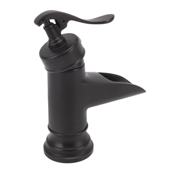 Riousery Bathroom Waterfall Faucet, Single Hole Basin Sink Tap, Modern Cold and Hot Mixer Faucet in Black, 10 inches / 25.4 cm Tall