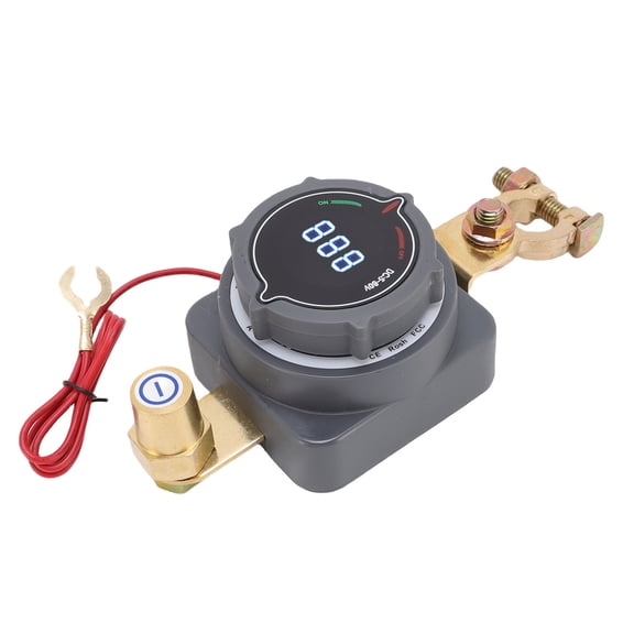 Riousery Battery Disconnect Switch with Voltmeter 5-80V DC Master Power Cut Off Isolator Switch Replacement for Car, Boat, Marine, RV, ATV, UTV, and Truck Vehicles (6.30 inches / 16.0 cm)