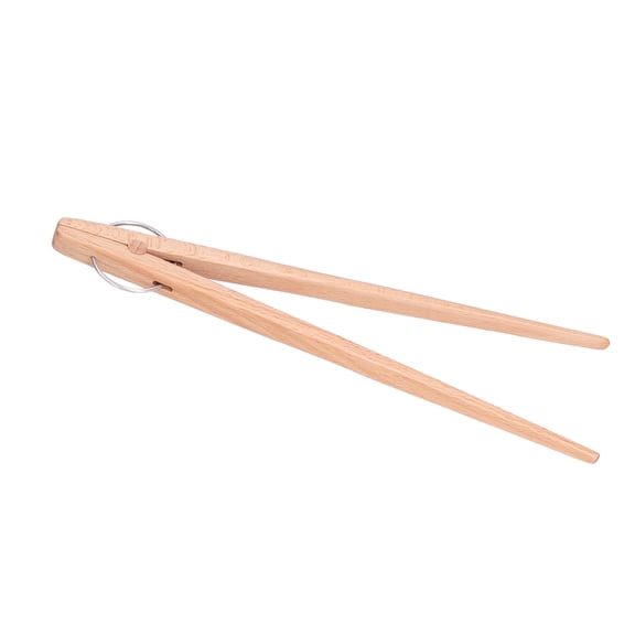 Riousery Beech Wood Bread Tongs 9.8 Inches Kitchen Baking Salad Fruit Serving Clip Gadget