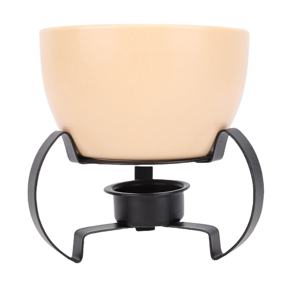 Riousery Beige Ceramic Cheese Fondue Pot Set with Metal Stand and 5 Forks, Perfect for Melting Chocolate and Ice Cream, Multi-Functional Personal Hot Pot