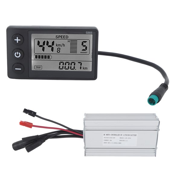 Riousery Bicycle Lithium Conversion Controller Kit Waterproof with 30A Bicycle Controller S866 Display Panel DIY Modified Controller Set (7.87 inches / 20 cm)