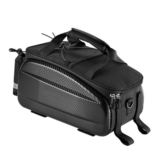 Riousery Bike Saddle Bags Rear Rack Trunk, 11L Non-Expandable Mountain Bicycle Pannier Carrier, Water-Resistant Hard-Shell Seat Bag with Reflector, Black (11.8 inches / 30 cm)