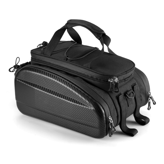 Riousery Bike Saddle Bags Rear Rack Trunk, 31L Expandable Mountain Bicycle Pannier Carrier, Water-Resistant Hard-Shell Seat Bag with Reflector, Black (11.8 inches / 30 cm)