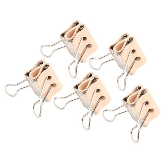 Riousery Binder Clips 5 Pack Small Faux Leather Stainless Steel Paper Clamps Handicraft Tools Portable DIY Leathercraft Accessories (2.75 inches / 7 cm)