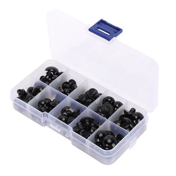 Riousery Black Button Plastic Craft Doll Eyes for DIY Bear Plush Toys (100 Count)