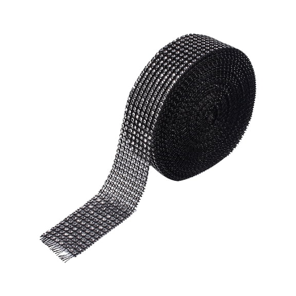 Riousery Black Diamond Mesh Wrap Roll Crystal Ribbon Rhinestone Ribbon Sparkling 10 Yard (30 feet) by 1.4 inches (3.5 cm) Wide for Wedding Cakes Birthday Arts Crafts DIY Home Decor Projects