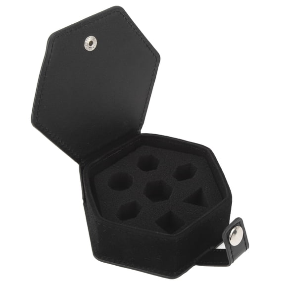 Riousery Black Hexagon PU Leather Dice Box Storage Case Tray Portable Multifunctional Organizer for Tabletop Role Playing Games RPG Board Games Accessories 4.33 inches / 11 cm