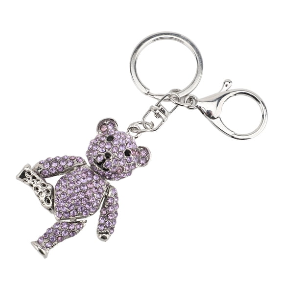 Riousery Bling Keychain Artificial Crystal Pendant Rhinestone Bear Car Key Chain for Bags Wallets Backpacks Purple 4.92 inches / 12.5 cm
