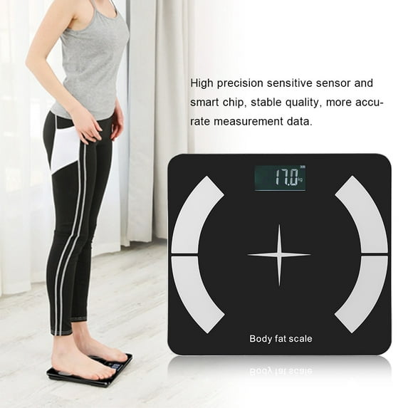 Riousery Bluetooth Body Fat Scale LCD Digital Bathroom Weight Scale with Smartphone App Integration, High Precision Sensors for Body Composition Analysis, Supports iOS and Android Apps, Black