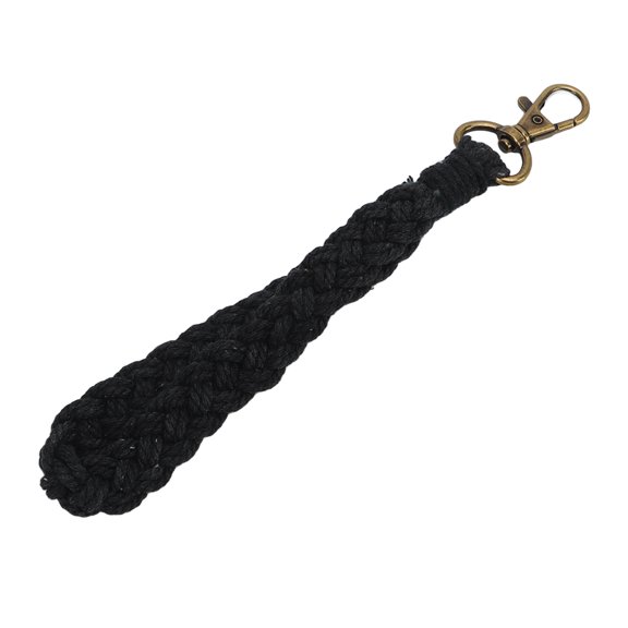 Riousery Boho Keychain Hand Weaving Hollow Style Cotton Rope Black Coating Zinc Alloy Clip Purse Keychain for Car Key Black