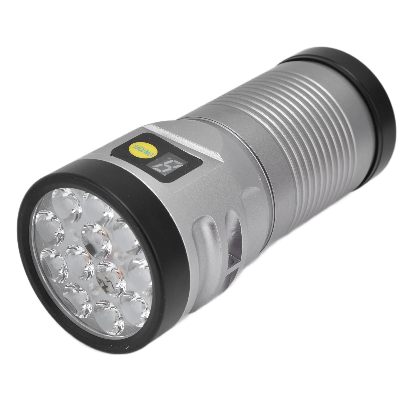 Riousery Brightest 12 LED Flashlight 3000 Lumens Type C Rechargeable 9000mAh Battery 8 Modes IPX67 Waterproof Multifunctional Outdoor Camping Emergency Light Long Range Handheld Torch Grey