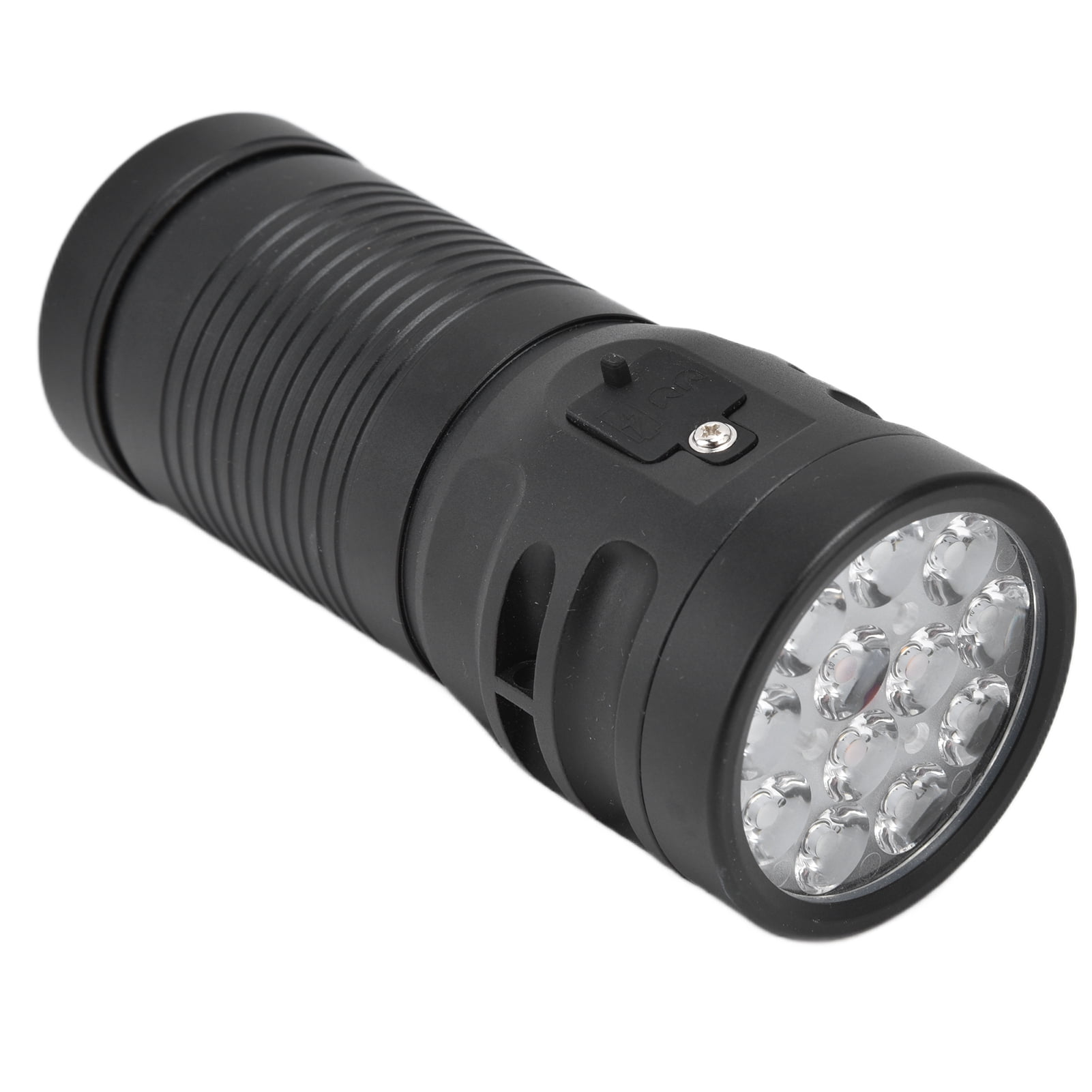 Riousery Brightest 12 LED Flashlight 3000 Lumens Type C Rechargeable 9000mAh Battery 8 Modes IPX67 Waterproof Multifunctional Outdoor Camping Emergency Light Long Range Handheld Torch Black